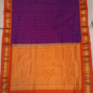 Gadwal Silk Deep Purple with red border