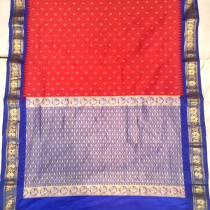 Gadwal Silk Red and blue