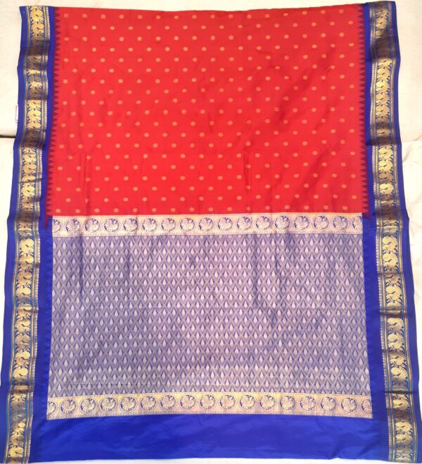 Gadwal Silk Red and blue